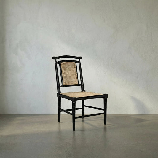 Colonial Bamboo Side Chair by Noir in hand rubbed black. Made from mahogany in a traditional style.