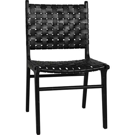 001 SI-1755525 | Primary Silo | Dede Dining Chair by Noir in black and black teak, black leather. Made from teak, leather in a transitional style.