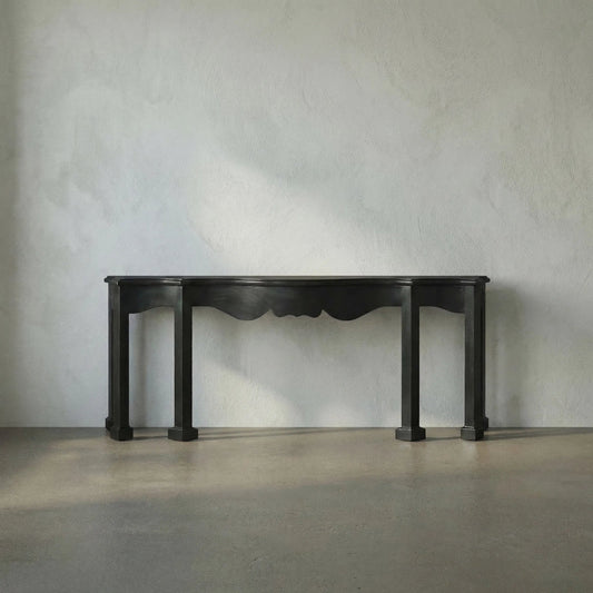 Estate Console by Noir in hand rubbed black. Made from mahogany and veneer in a traditional style.