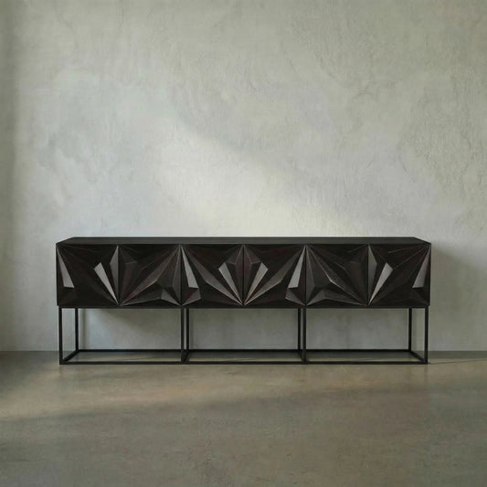 Zurich Console in Ebony by Noir in ebony walnut. Made from walnut, veneer, iron in a modern style.