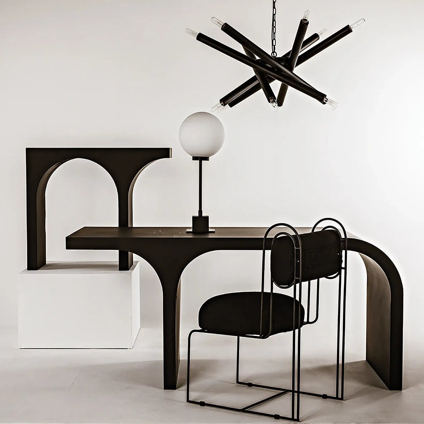 004 SI-1956948 | Lifestyle | Maximus Console Table by Noir in matte black. Made from industrial steel in a modern style.