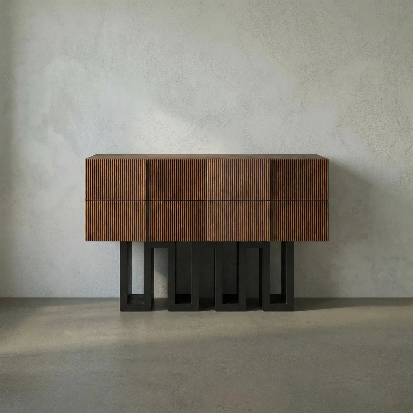 030 SI-2189468 | Lifestyle | Nova Sideboard by Noir in dark walnut with matte black. Made from walnut and industrial steel in a eclectic & global style.