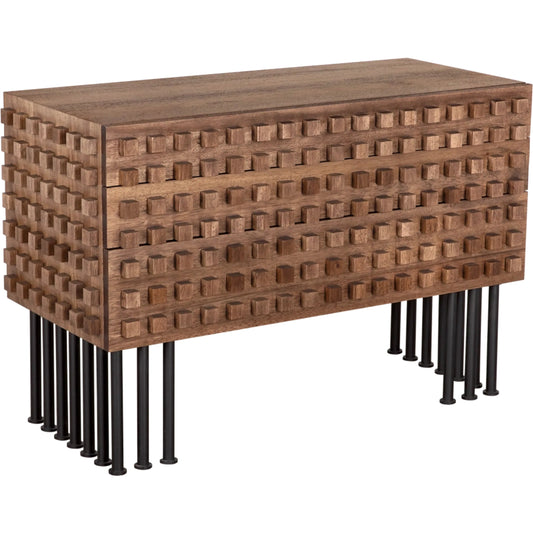 Wolfgang Sideboard by Noir in dark walnut with matte black. Made from walnut, veneer, industrial steel in a traditional style.