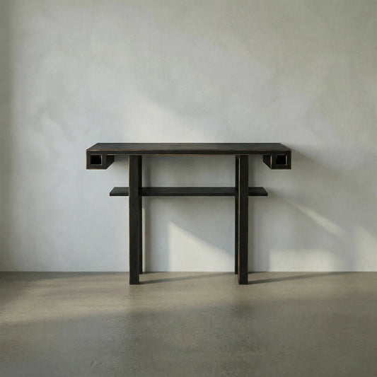 Uomo Console by Noir in hand rubbed black. Made from mahogany, veneer in a modern style.