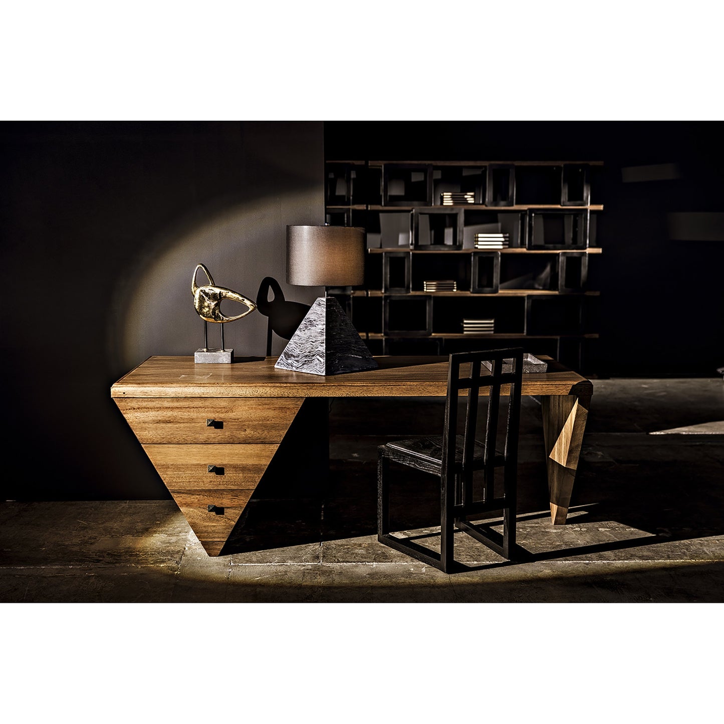 018 SR-387692 | Lifestyle | Tetramo Desk by Noir in dark walnut. Made from walnut in a modern style.