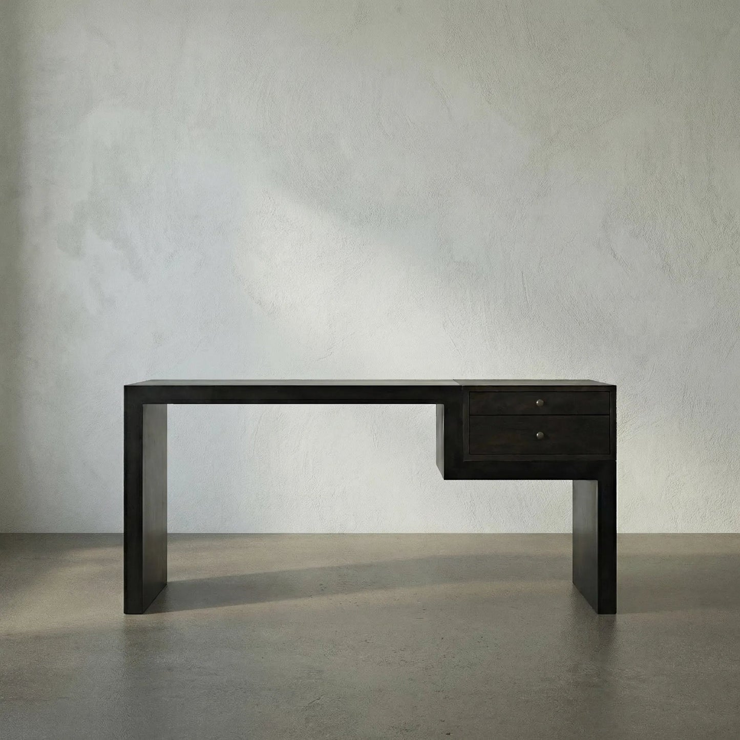031 SR-888699 | Lifestyle | Alvaro Desk by Noir in black metal, ebony walnut. Made from metal, walnut in a modern style.