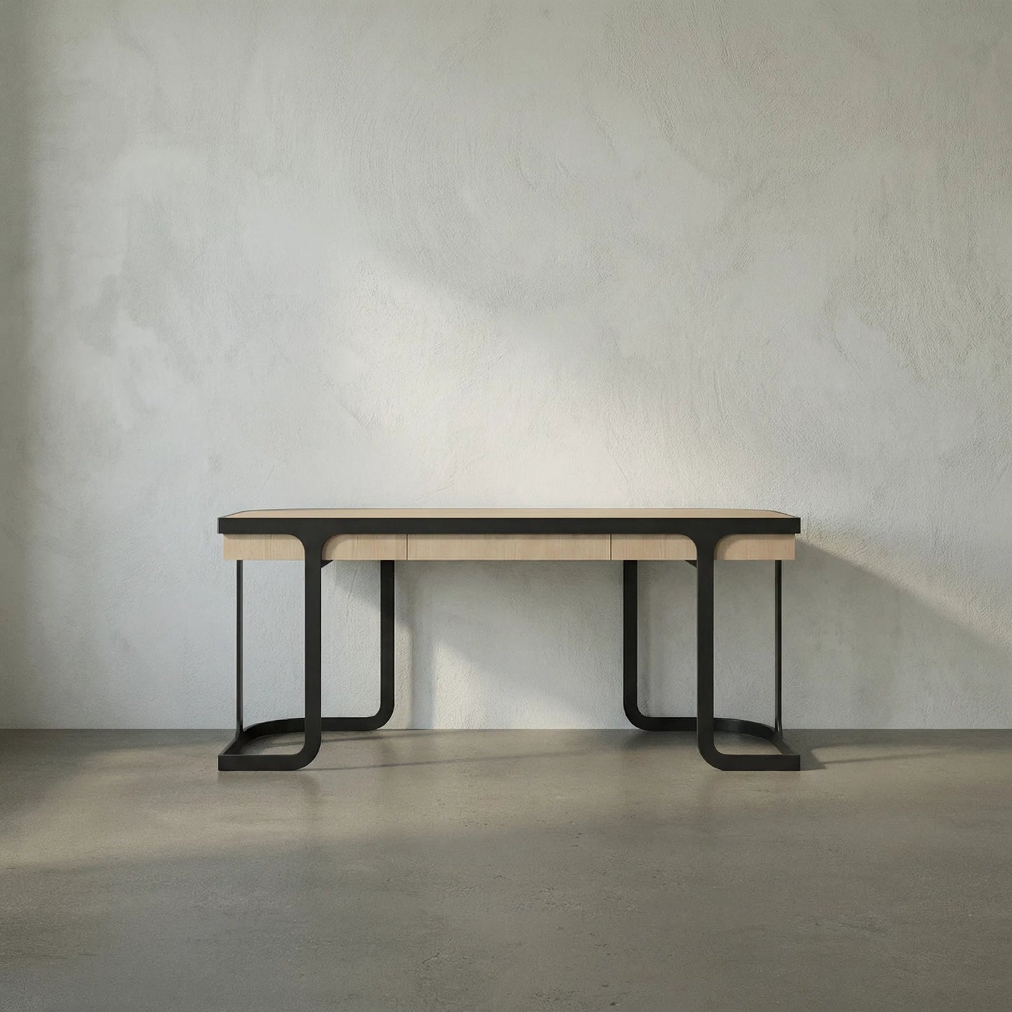 011 SI-2379019 | Lifestyle | Hamilton Desk by Noir in natural, matte black. Made from white oak, iron in a transitional style.