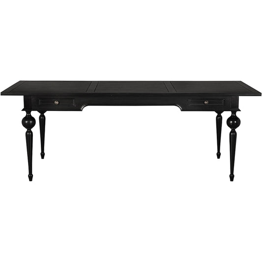Kingsley Partner Desk by Noir in hand rubbed black. Made from mahogany, veneer, brass hardware in a modern style.