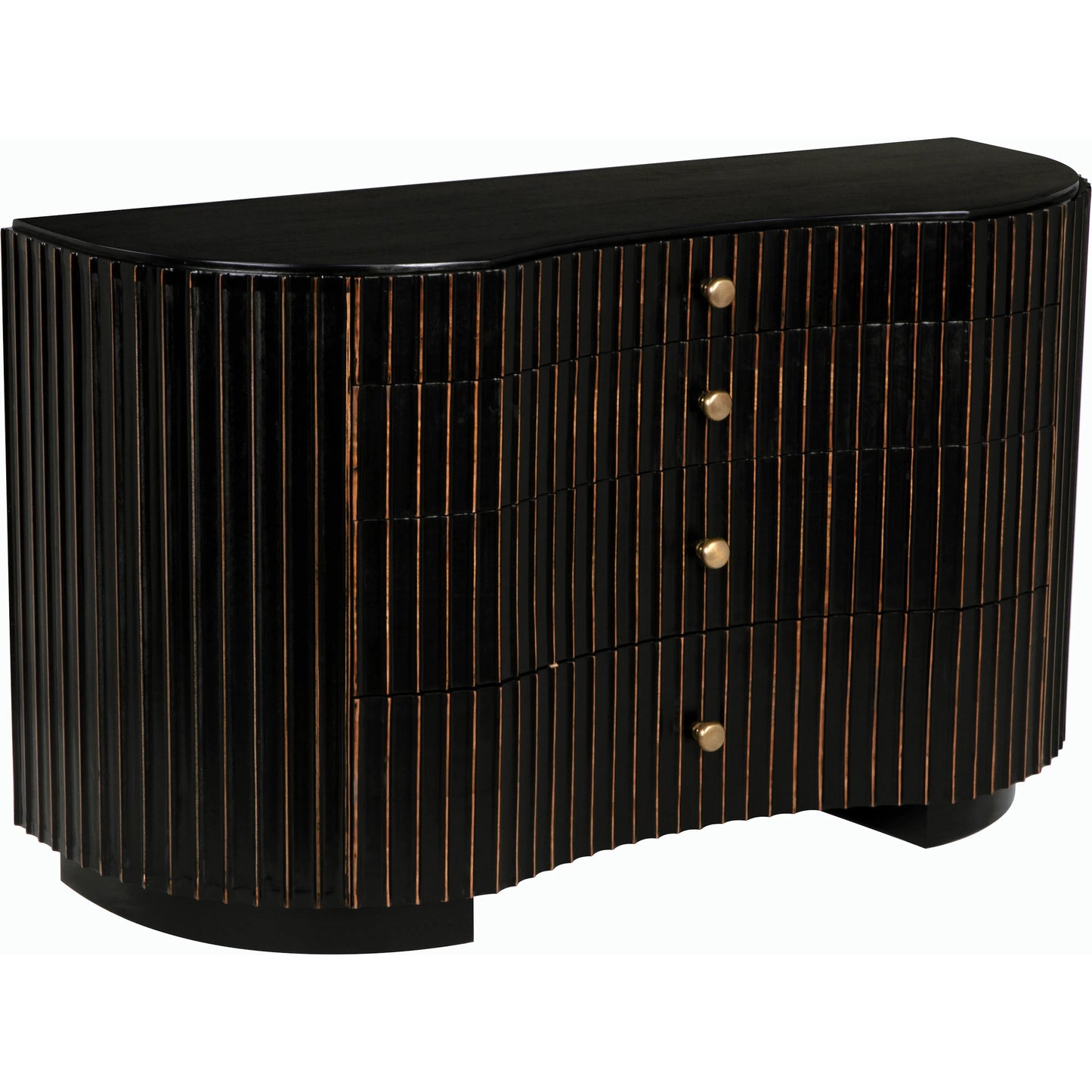 001 SI-2143526 | Primary Silo | Irene Dresser by Noir in hand rubbed black with light brown trim. Made from mahogany, veneer, and brass pulls in a modern style.