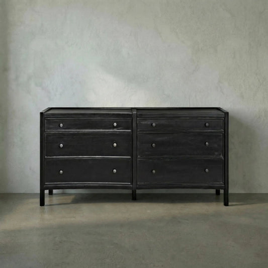 Hampton Dresser by Noir in hand rubbed black. Made from mahogany in a cottage & farmhouse style.