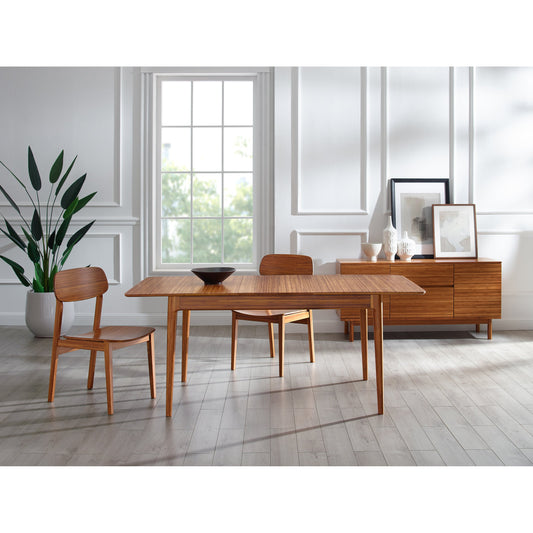 Mija Extensible Dining Table by Greenington in amber. Made from 100% bamboo in a transitional style.