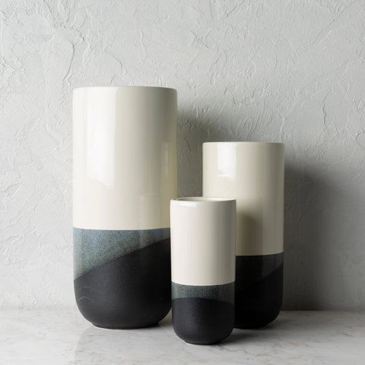 Geo - 24669 (Set of 3) by Livabliss in black, cream and glazed. Made from ceramic in a coastal style.