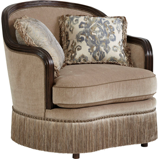 Giovanna Azure Matching Chair by A.R.T. Furniture in coffee and gables. Made from fabric in a traditional style.