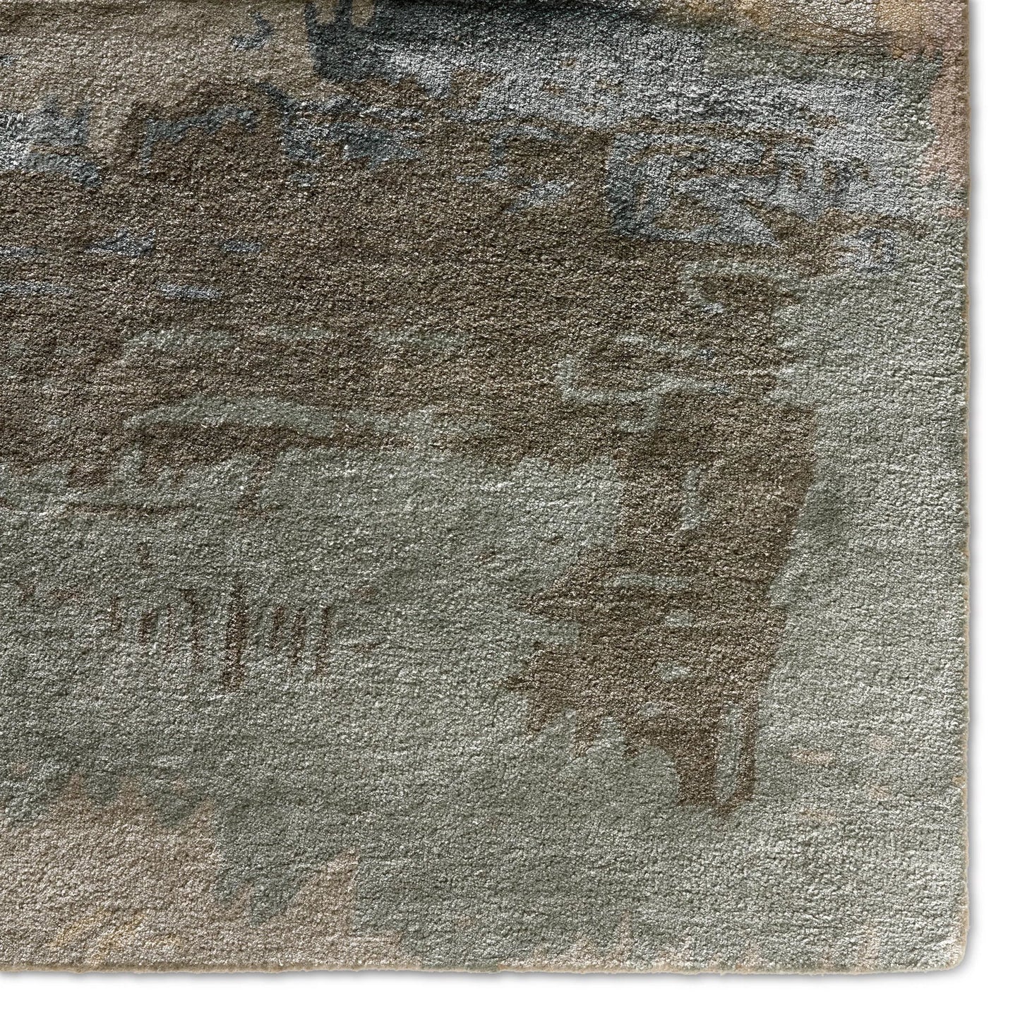 003 SI-2386149,SI-2444728 | Closeup | Genesis GES24 Rug by Jaipur Living in green, yellow. Made from 60% viscose, 40% wool in a unique style.