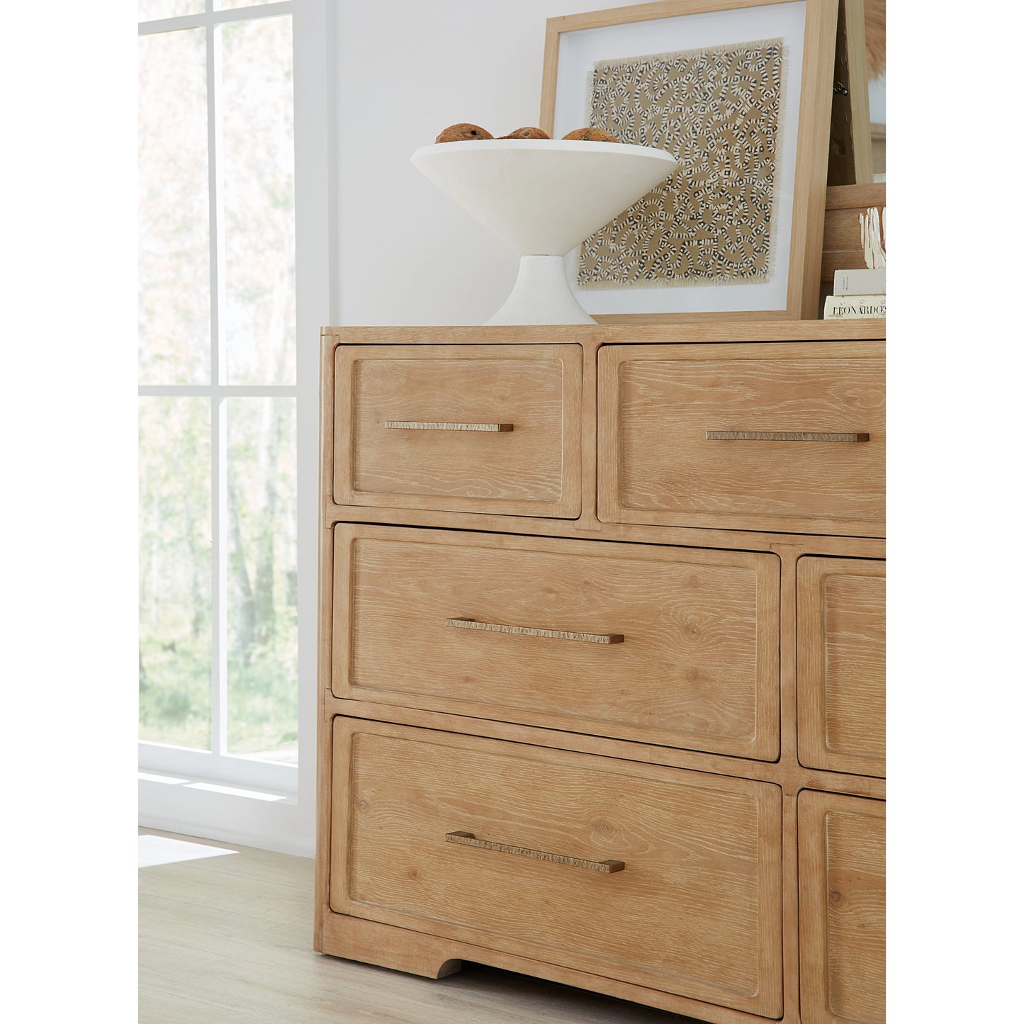 005 SI-2133735 | Lifestyle | Retreat Seven-Drawer Dresser by Hooker Furniture in dune. Made from oak, maple veneers with cedar in a cottage & farmhouse style.