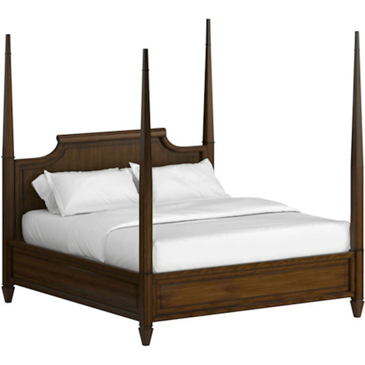 Eave Panel Bed by A.R.T. Furniture in hazelnut. Made from poplar, parawood solids, walnut veneer in a traditional style.