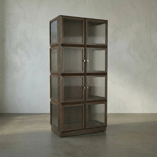 Collins Hutch by Noir in dark walnut. Made from walnut and glass in a modern style.