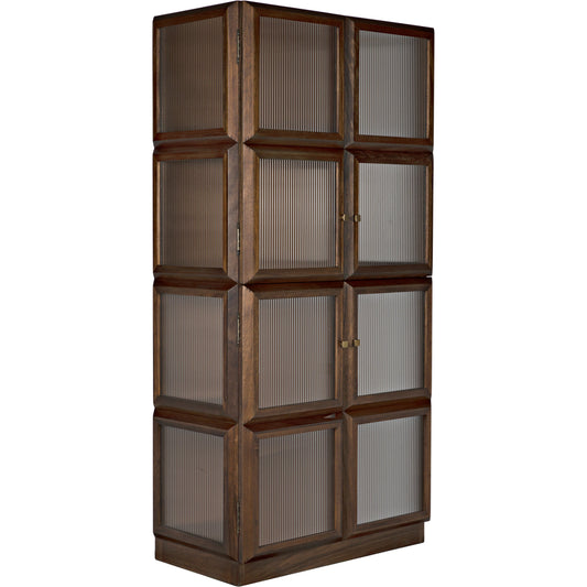 Collins Hutch by Noir in dark walnut. Made from walnut and glass in a modern style.
