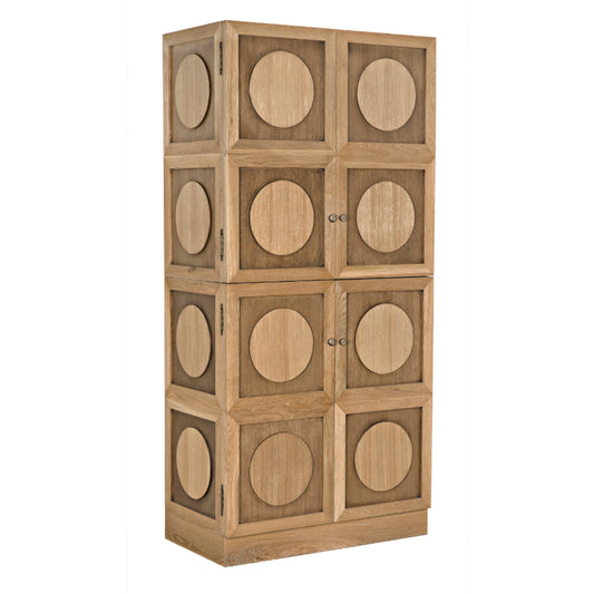 Wellington Hutch by Noir in clear flat. Made from white oak and brass pulls in a cottage & farmhouse style.