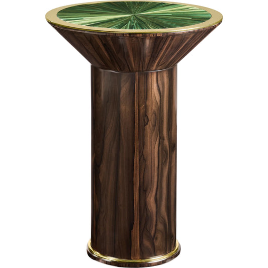 Verdure Side Table by Jonathan Charles in jade green straw. Made from ziricote veneer flat cut in a eclectic & global style.