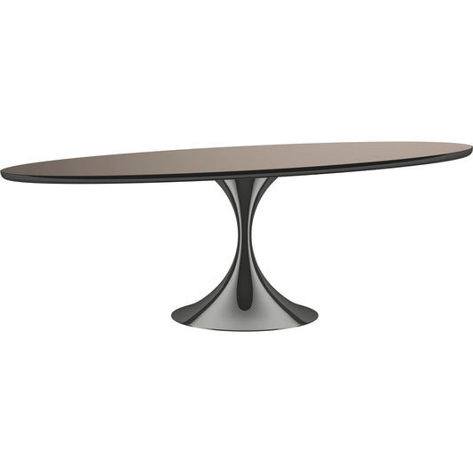Semper 96 Oval Dining Table by Caracole. Made from metal, glass in a transitional style.