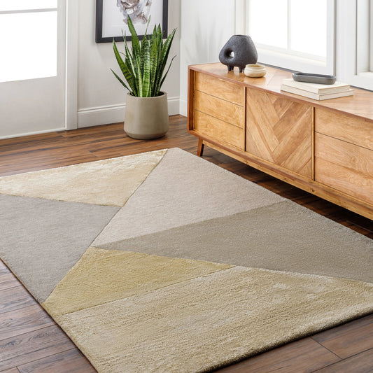 Glasgow Rug - 29179 by Surya in gray, mustard, medium gray, light beige, beige. Made from 60% viscose, 40% wool in a unique style.
