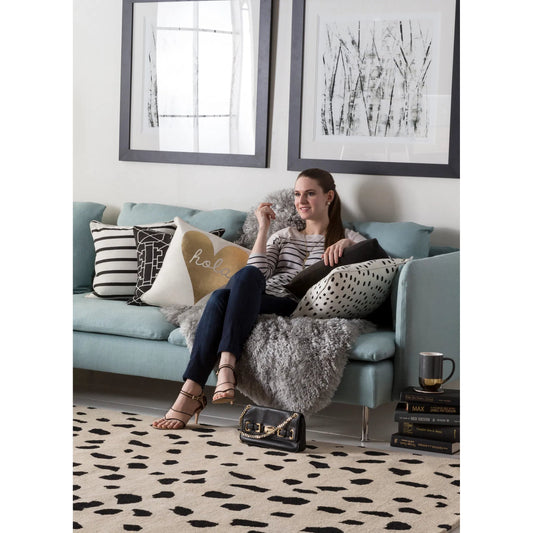 Glyph Pillow - 8906 by Surya in cream, metallic gold. Made from 100% cotton in a modern style.