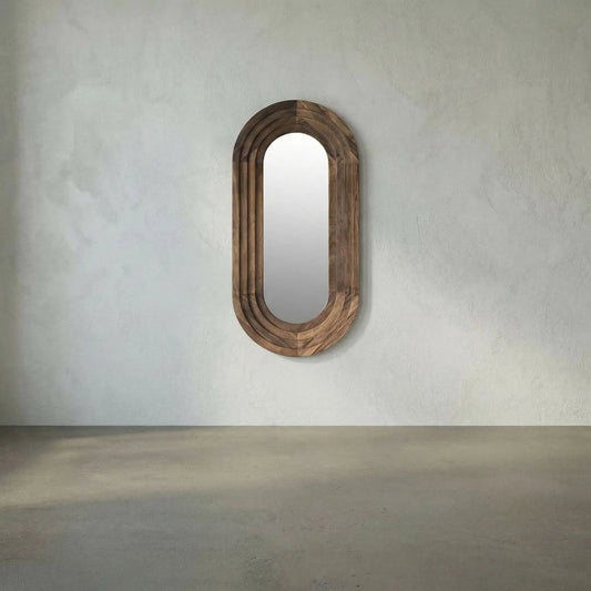 New Fuss Mirror by Noir in dark walnut. Made from walnut in a modern style.