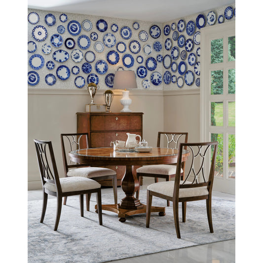 Eastcote Chest of Drawers by Jonathan Charles in brown and sycamore carmel brown. Made from solid maple, sycamore quartered veneer, faux bone, metal in a modern style.