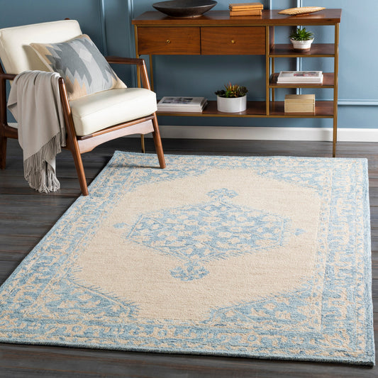 Granada Rug - 23804 by Surya in ice blue, light beige, blue. Made from 100% wool in a unique style.