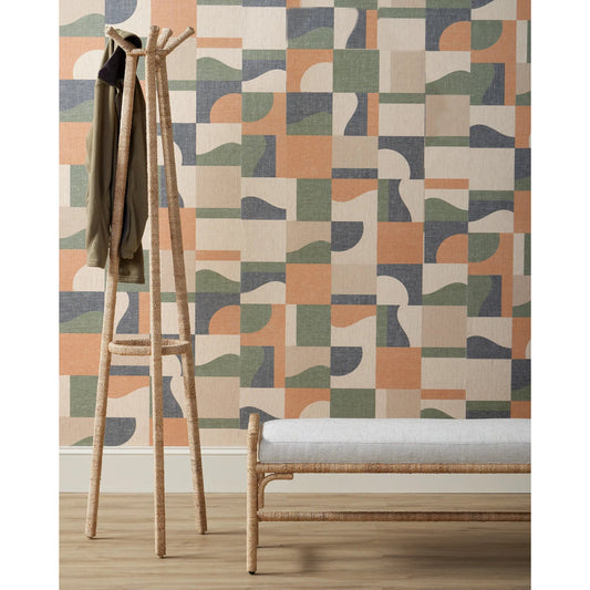 Olisa Bench by Currey and Company in pearl. Made from abaca rope, wrought iron, fabric in a coastal style.