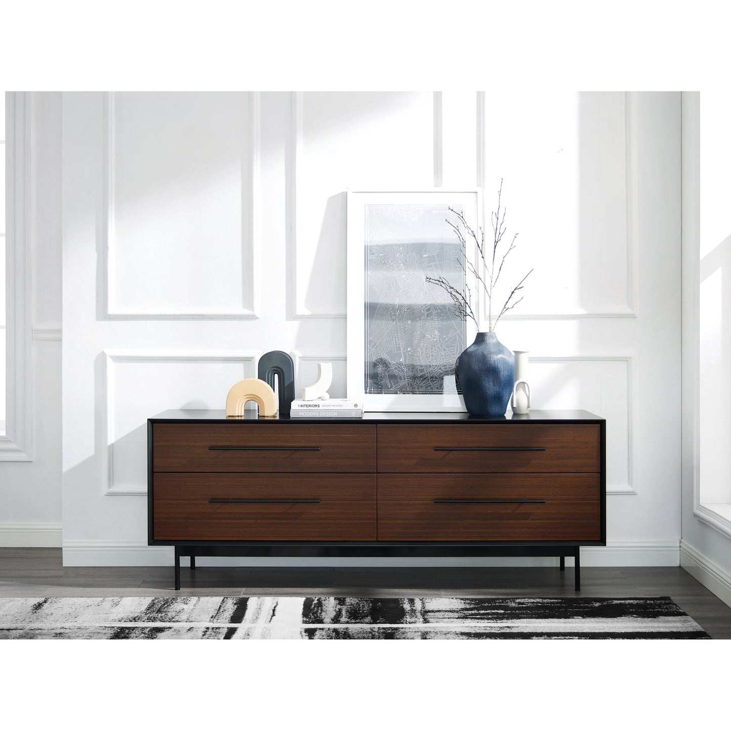 010 SR-851324 | Lifestyle | Park Avenue 4 Drawer Double Dresser by Greenington in ruby. Made from solid moso bamboo in a modern style.