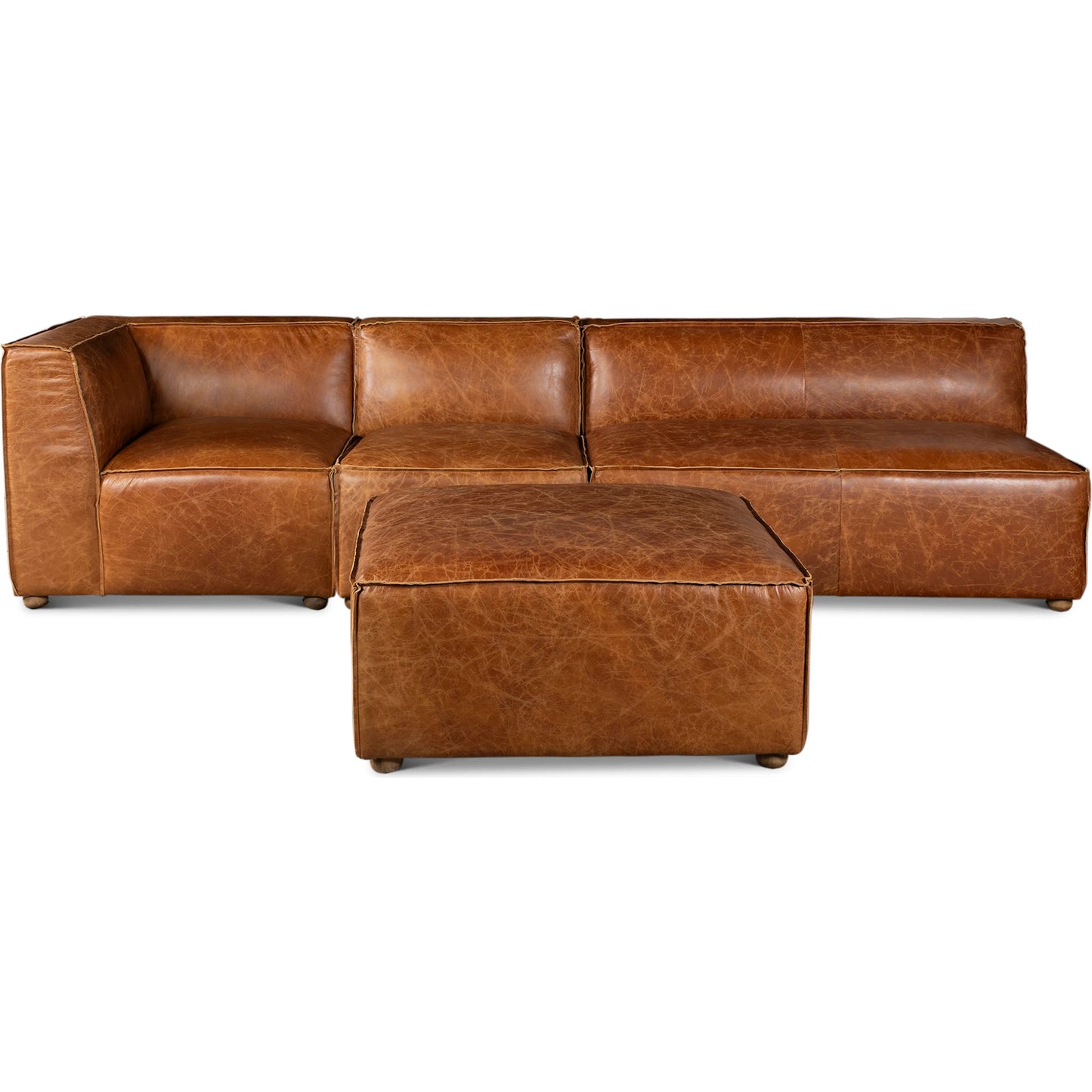 004 SI-2445212 | Closeup | Chiavari Loft Sectional Sofa by World Interiors in brown and coco brown. Made from leather, foam, wood in a unique style.
