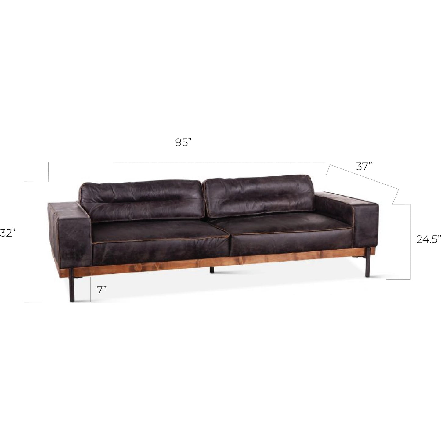 007 SR-876932 | Unknown | Chiavari Antique Leather Sofa by World Interiors in black and matte. Made from leather, foam, oak wood, iron in a modern style.