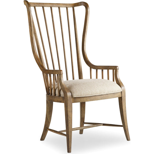 Sanctuary Tall Spindle Arm Chair (Set of 2) by Hooker Furniture in beige and antique hickory. Made from fabric in a traditional style.