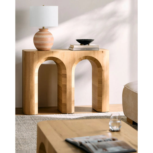 Grayson Console Table by Surya in brown. Made from oak veneer in a transitional style.