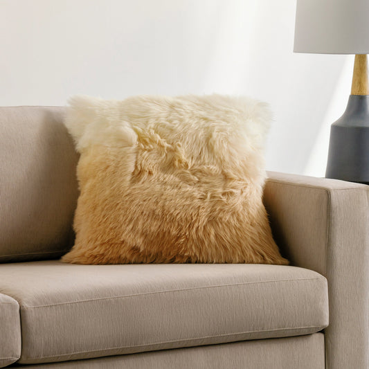 Gisborne Pillow - 14212 by Surya in camel, cream. Made from 100% leather, 100% cotton in a unique style.