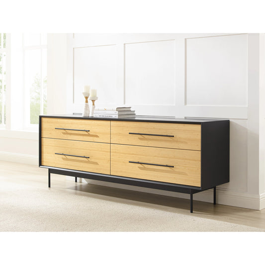 Santa Cruz 4 Drawer Double Dresser by Greenington in wheat. Made from solid moso bamboo in a modern style.