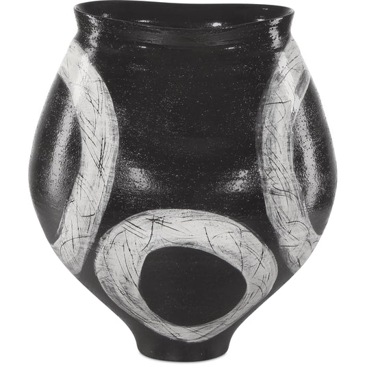 001 SI-2191839 | Primary Silo | Satori Vase by Currey and Company in black, light gray. Made from porcelain in a modern style.