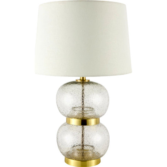 Gossi Accent Table Lamp by Livabliss in hand painted. Made from glass, iron, linen, polyester in a modern style.