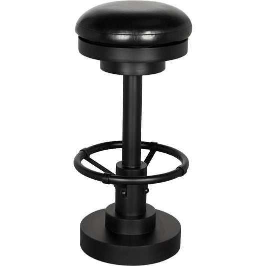 Brisbane Bar Stool by Noir in matte black. Made from iron, leather in a modern style.