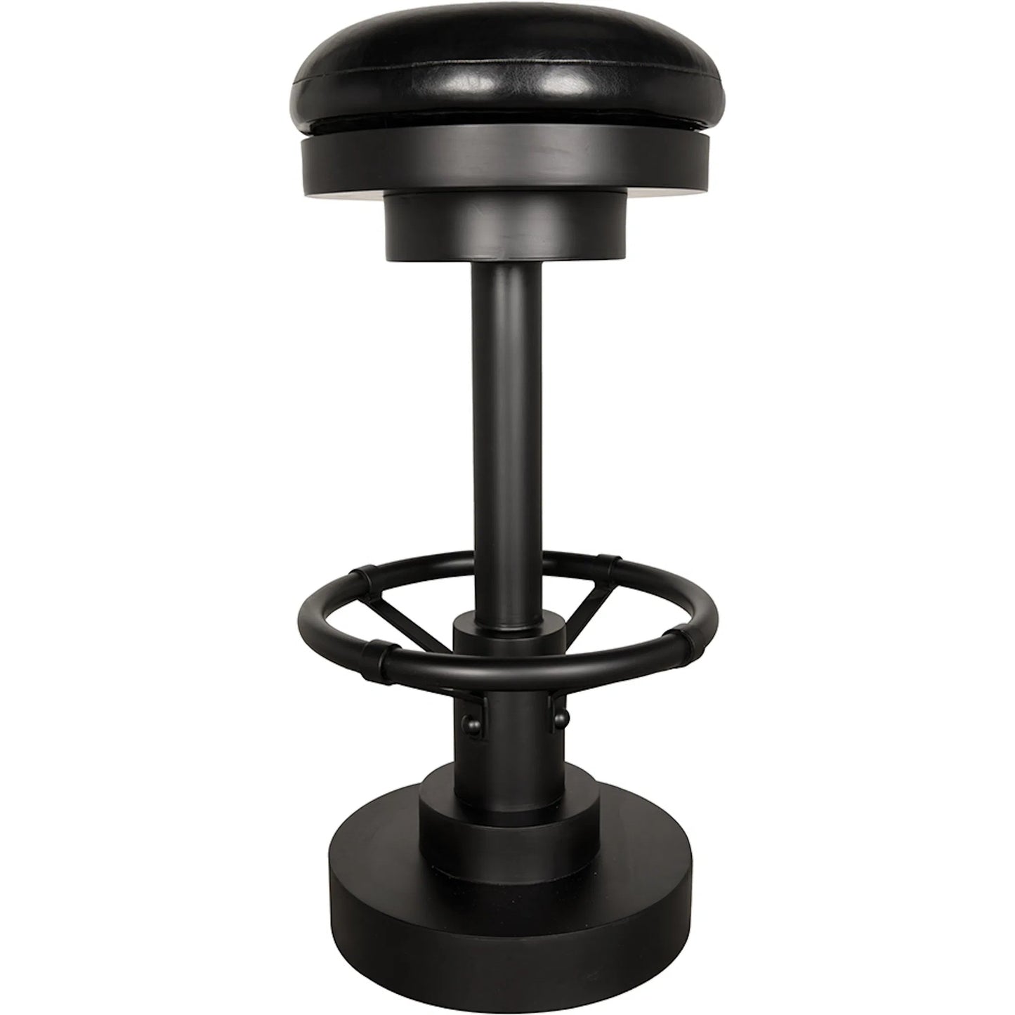 004 SI-2449038 | Closeup | Brisbane Bar Stool by Noir in matte black. Made from iron, leather in a unique style.