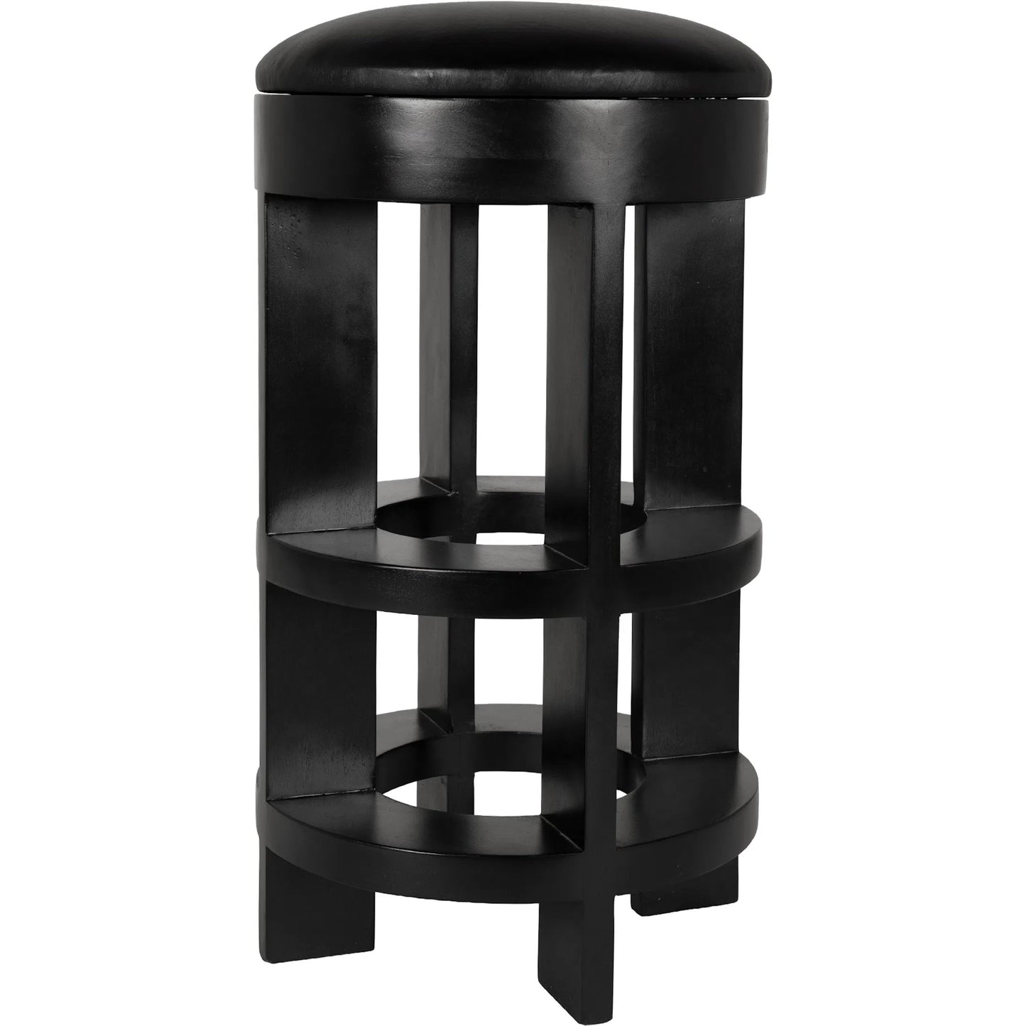 002 SI-2635191 | Additional Silo | Berlin Bar Stool with Swivel Leather Seat by Noir in hand rubbed black. Made from mahogany in a unique style.