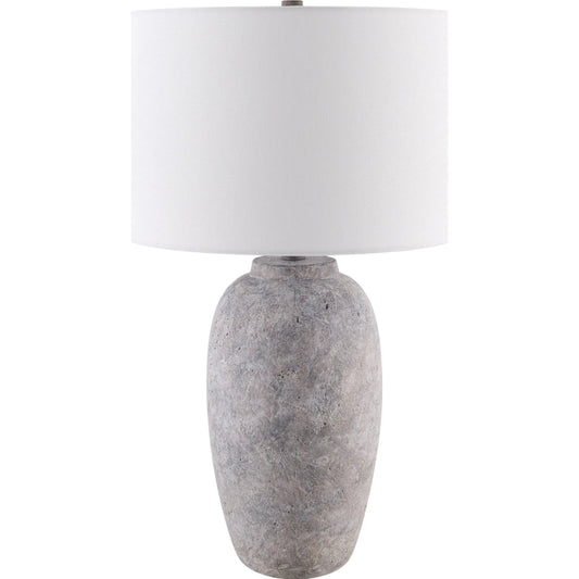 Gasius Accent Table Lamp by Livabliss in metallic, painted. Made from cement, linen, iron in a modern style.