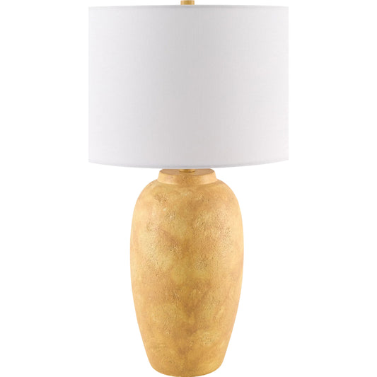 Gasius Accent Table Lamp by Livabliss in metallic, painted. Made from cement, linen, iron in a modern style.
