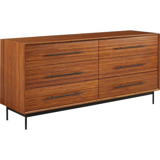 Taylor 6 Drawer Dresser by Greenington in amber. Made from solid moso bamboo, metal in a modern style.