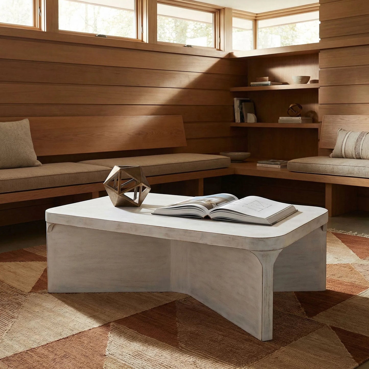 007 SI-2130212 | Lifestyle | Nova Coffee Table by Noir in white wash. Made from mahogany in a modern style.