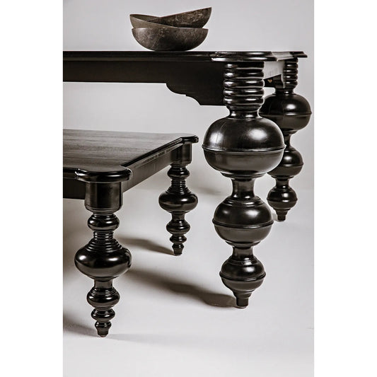 Claudio Dining Table by Noir in hand rubbed black. Made from mahogany in a eclectic & global style.