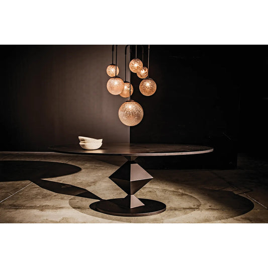 Katana Oval Dining Table by Noir in matte black. Made from industrial steel in a modern style.