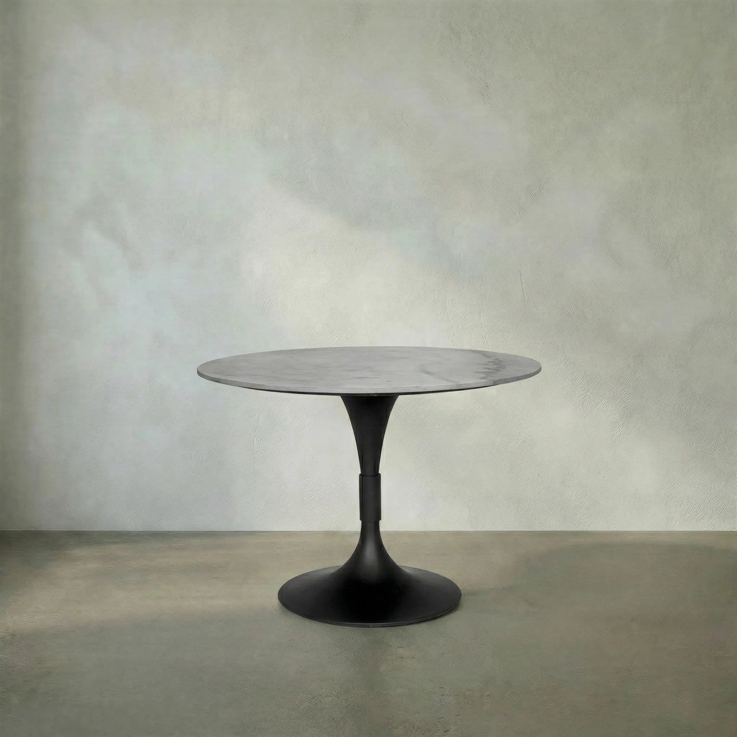 006 SI-2189447 | Lifestyle | Jamna Table 36" by Noir in matte black. Made from industrial steel and bianco crown marble in a modern style.